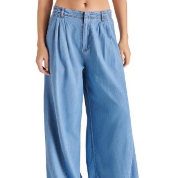 12th Tribe Denim - 12th Tribe Pleated Super Wide Leg Jeans Size S